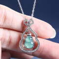 S925 Silver Natural Hazardous Material Blue Water Jade Gourd Pendant-0-1