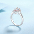 wholesale S925 Sterling Silver 1-Carat Moissanite Ring with Micro-Set Pink Zircon, Sweet and Girly Heart Ring Available-0-2