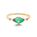 wholesale S925 Silver Korean and Japanese Style Minimalist Dainty Jewelry, Simple and Elegant Green Chrysoprase Ring, Spring Limited Edition Set-0-1
