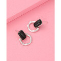 wholesale 925 Sterling Silver Black Agate Earrings for Women, Light Luxury Niche New Earrings, Simple and Elegant Studs with a High-End Feel-0-3