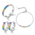 wholesale 925 Sterling Silver Bracelet, Macaron Color Matching Exquisite and Playful Heart Enamel Earrings for Women,-0-4