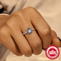 wholesale S925 Sterling Silver Moon Flower Diamond Opal Adjustable Ring for Women-0-3