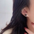 wholesale S925 Sterling Silver Oval Black Onyx Stud Earrings for Women, Korean Summer Light Luxury Versatile Niche Earrings-0-4