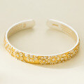 wholesale 999 Silver Fresh and Sweet Ins Style Niche Designed Chryanthemum Flower Heart Sutra Bangle with Gold Tracing S7864-0-3