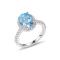 wholesale S925 Sterling Silver Vintage Oval Ring with Natural Crystal Garnet 7*9mm Topaz Rainbow Ring-0-5