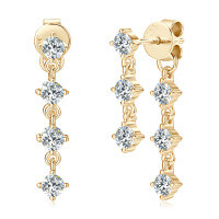 S925 Sterling Silver D Color Moissanite Fringe Earrings for Women-Twinkling Star Earrings [K Gold]  925 Silver
