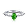 wholesale S925 Sterling Silver Emerald Zircon Ring with High Carbon Diamond, British Retro Inspired Light Luxury Design Gemstone Ring-0-7