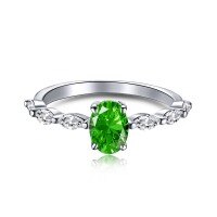 wholesale S925 Sterling Silver Emerald Zircon Ring with High Carbon Diamond, British Retro Inspired Light Luxury Design Gemstone Ring-MM120033-SW-WG 6
