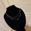 wholesale Double-layer tassel necklace in S925 sterling silver, a niche-designed fashion and luxury accessory with exquisite high-end vintage charm, perfect as a collarbone chain-0-3