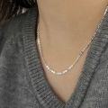 wholesale S925 Sterling Silver Wantaolian Flash Flake Plain Chain Necklace for Women, New Versatile Universal Collarbone Chain-0-2
