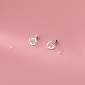 wholesale S925 silver stud earrings, Korean-style minimalist threaded hollow heart earrings for women G9970-0-4