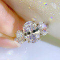 wholesale 925 Silver 8*11 Oval Four-Prong Setting with Three Diamonds Exquisite Women's Wedding Engagement Ring by Zhuozhifan Jewelry-0-2