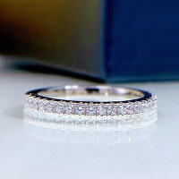 wholesale S925 silver new fashion genuine exquisite jewelry minimalist ultra-thin full diamond ring for women-R007 White full circle No. 10