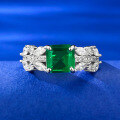 wholesale S925 Metal New 7*7mm Simulated Emerald Ring Simple Style for AliExpress-0-5