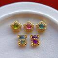 wholesale Gold-plated 925 ancient silver fittings with natural rainbow tourmaline pentagram spacers, sea blue sapphire, amethyst bear, and butterfly-0-3