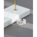 wholesale S925 sterling silver wide irregular branch-style open ring for women, Korean version, ins original design, small and unique with a textured feel-0-1