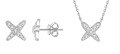 Metal Alloy New Letter Full Diamond Cross Three-Claw Earring Necklace Set, Moissanite, Minimalist Design-0-3