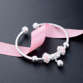 wholesale [999 Silver] Korean Fashion Flower Beaded Bracelet for Women, Open-Ended Elegant Small Bell Silver Jewelry-0-3