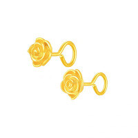 wholesale Sterling Silver Small Minimalist Curved Hook Rose Earrings For Women-917ED-Gold-S999 Pure Silver