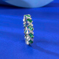 wholesale S925 silver new European and American style emerald-cut full diamond row ring, dazzling emerald ring-0-2