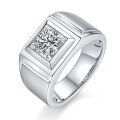 wholesale S925 Sterling Silver Wide Face Bold Men's Ring 1 Carat Diamond Moissanite Wedding Band Wholesale-0-1