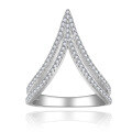 wholesale S925 silver plated with 18k gold, minimalist double V hollow-out moissanite stack ring for women, stylish and unique design, perfect for daily wear-0-0