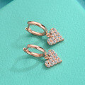 wholesale S925 Sterling Silver Rose Gold Moissanite Heart Earrings, Light Luxury Fashion Elegant Wholesale Pendant Earrings for Women-0-2