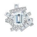wholesale 925 Silver 4ct Emerald Cut High Carbon Diamond Geometric Rhombus Ring, Mu Jing Jewelry NewIns-0-4