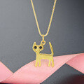 wholesale S925 Silver Gold Plated Minimalist Creative Drip Oil Stylish Cat Pendant Necklace for Women-0-3
