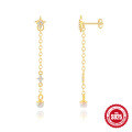 wholesale S925 Sterling Silver Opal Earrings with Chain Tassel, Star Earrings in Korean Style Minimalist Design-0-6