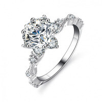 925 Sterling Silver 5ct Moissanite Sunflower Six-Prong Engagement Ring for Women-3 carats (D color moissanite)  15 yards
