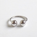 wholesale S925 Sterling Silver Korean Style Fashionable Minimalist Smooth Double Bead Open Joint Ring-0-6