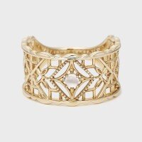 wholesale S925 silver plated with 14K gold, Duli Jewelry French vintage-style irregular openwork ring with milky moonstone-Irregular Hollow Ring Size 5