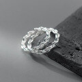 wholesale S925 sterling silver stylish braided twist ring, ins-style exquisite unisex index finger ring R00832-0-0