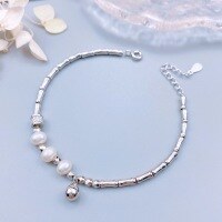 wholesale S925 Sterling Silver Bamboo Segment Crushed Silver Pearl Bracelet, Small Niche Exquisite Elegant High-End String Gift for Female Best Friends-Silver Pearl Bamboo Bracelet 925 Silver