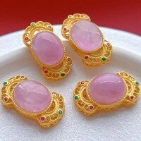 wholesale S925 ancient method gold-plated silver fittings set with natural kunzite spacer beads for DIY hand-knotted string bracelet-one