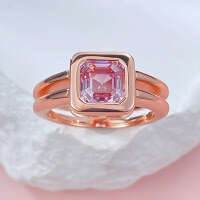 wholesale 925 Sterling Silver, Morgan Pink Tower 7*7mm High-Carbon Diamond Ring for Women, European and American New Style, High-End Feel-R746 Morgan Pink No. 6