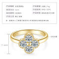 18K Gold Plated 925 Silver D Color Moissanite Four-Leaf Clover Ring-0-5