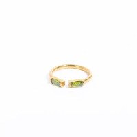 wholesale Adjustable Open Ring In S925 Sterling Silver With Green Stone, European And American Style, Fashionable, Minimalist, Retro Geometric, Korean And Japanese Women's Ring-【August】Light green Adjustable opening