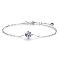 Metal Adjustable Four-Claw 1-Carat Moissanite Bracelet Wholesale-6.5mm high-carbon stone  925 silver