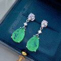 wholesale Metal: 925 Sterling Silver, ZHUOZHFAN Jewelry Style Simulated Emerald Stud Earrings, Vintage-inspired Earrings for Export Hot-Selling Accessories-0-0