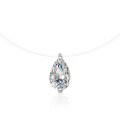 S925 Sterling Silver Mermaid Tear Necklace with Moissanite Pendant and Invisible Chain-0-3