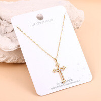 S925 Silver Minimalist Cross Pendant Necklace Wholesale Women's Trendy-S925 sterling silver + S925 sterling silver + 14K gold YD1-0828BJ  925 silver