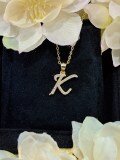 S925 Silver 18k Gold-Plated Moissanite Alphabet Pendant Necklace, DIY Gift-0-14