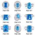 wholesale S925 Sterling Silver Aquamarine High Carbon Diamond Ring for Women, European and American Style Square Diamond Luxurious Setting with 8A Zircon, Unique and Advanced Light Luxury-0-3