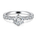 wholesale S925 sterling silver plated with 18K gold six-prong ring, cross-border new 1-carat moissanite ring, foreign trade jewelry wholesale-0-4