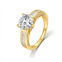 wholesale S925 Sterling Silver 2 Carat Moissanite Closed Ring Cross-Border Temu Hot Selling New Style Source Factory Wholesale-2 carat zircon white gold US 6