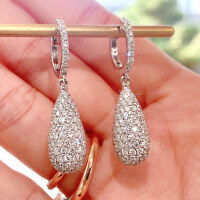 wholesale S925 Sterling Silver Full-Body Red Elk Drop-Shaped Flash Stud Earrings with Full CZ for Women, Light Luxury, Fashionable, Daily Wear Ear Accessories-BE0190-Platinum 925 Silver