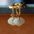 wholesale S925 silver natural Hetian jade ice-clear water ruyi ear clips detachable dual-use luxury earrings for women-0-2