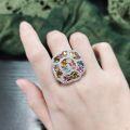 wholesale S925 Sterling Silver Luxury Multi-Gemstone Natural Tourmaline Ring, Exaggerated European and American Cross-Border Ring-0-4